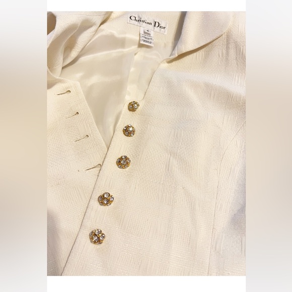 Christian Dior Vintage Jacket Size 6 Slacks Size 8 Cotton Linen Button Elegant - Picture 10 of 15